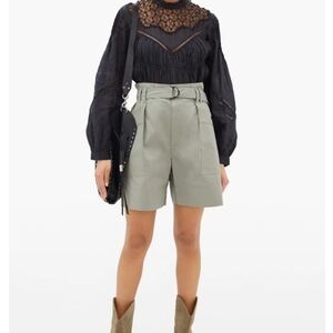 Women's Olive Green High-Waisted Shorts